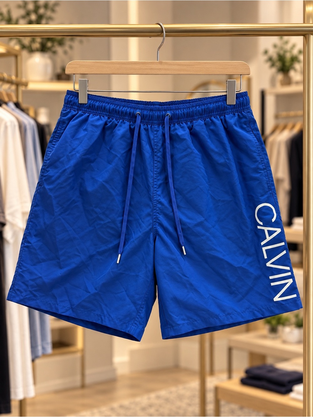 Calvin Klein Royal Blue Swim Trunks with Side Logo